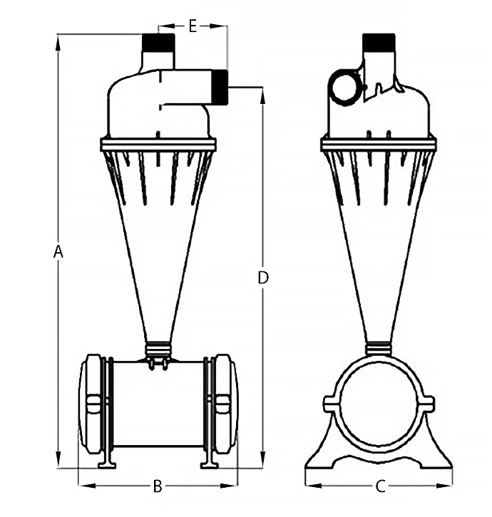 Rozmery separátora HydroCyklon VORTEX 3"