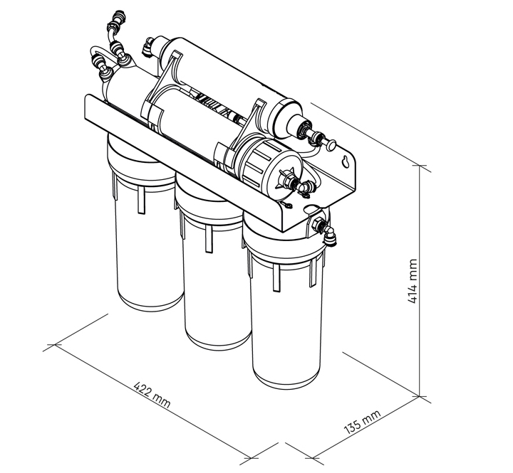 Rozmery reverznej osmózy PURE Standard s mineralizátorom