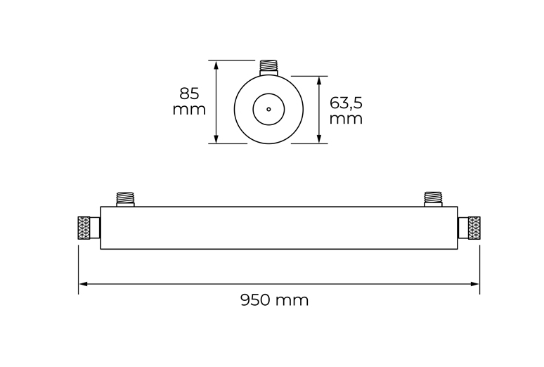 Rozmery sterilizačnej UV lampy HyUV 55W