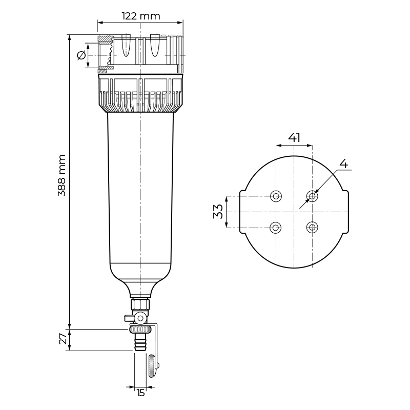 AP-Easy potrubný filter s odkalovacím ventilom 3/4" 