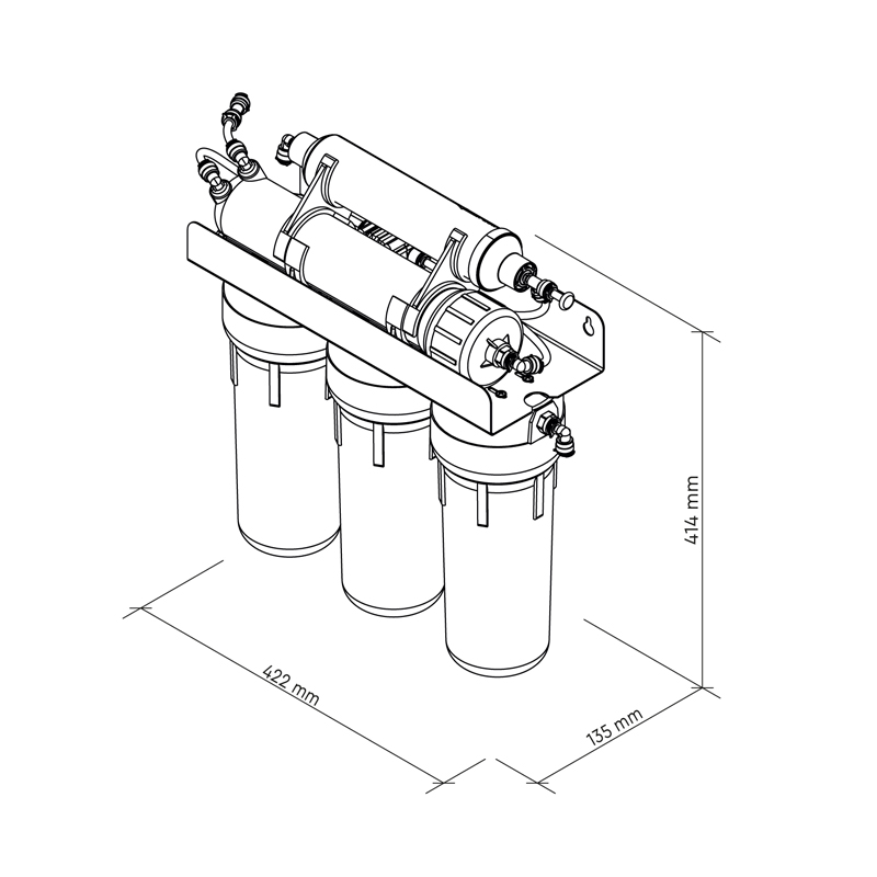 Reverzná osmóza Ecosoft PURE Standard rozmery