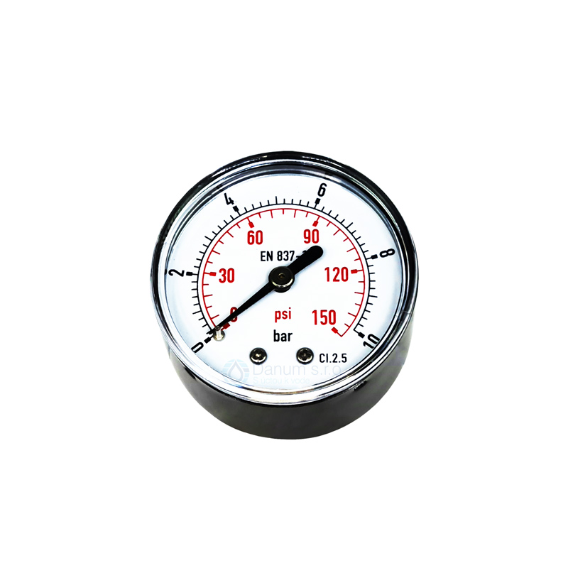 D50 size Pressure Gauge with 1/4" back connection - 10 bar