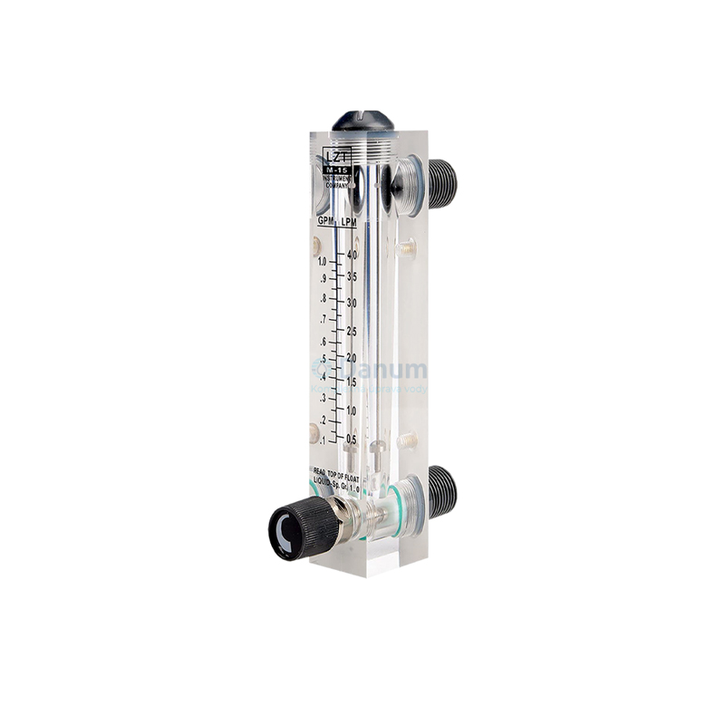 Rotameter, 2 GPM, montované do panelu s obmedzovač