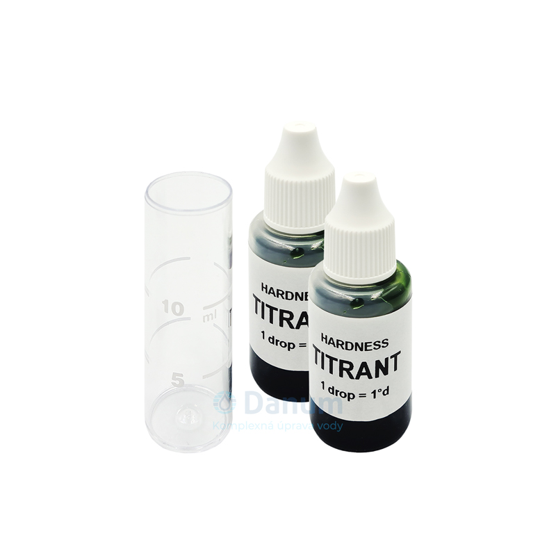 Kvapkový tester tvrdosti vody titračnou metódou, 2 fľaškový set, 2 × 15 ml