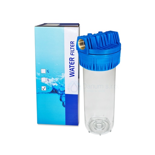 Transparent filter for water with 1" connection