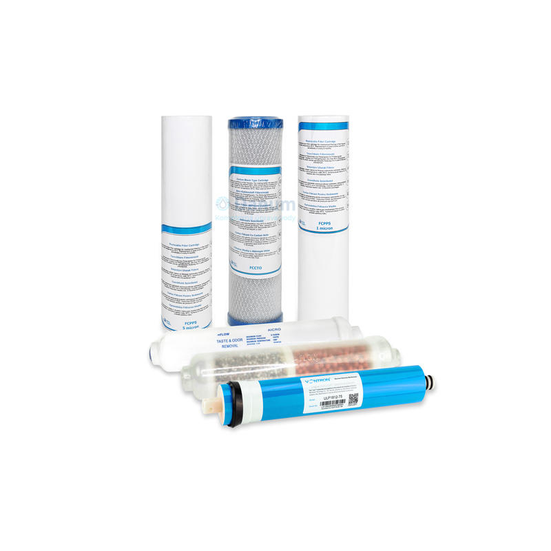 Complet set of replacement filter cartridges for reverse osmosis filters - 75 GPD