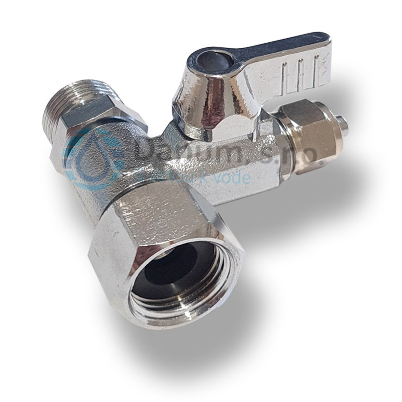 T-kus spojka s guľovým ventilom 3/8”-1/4"-3/8”