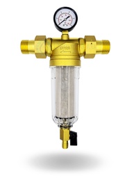 [F-34] Potrubný filter Micron 3/4&quot; s manometrom a vypúšťacím ventilom